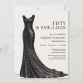 Woman Elegant Fabulous Black Dress 50th Birthday 招待状 (正面)