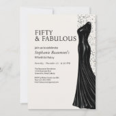 Woman Elegant Fabulous Black Dress 50th Birthday 招待状 (正面)