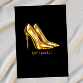 Woman Elegant Fabulous Golden Dress 50th Birthday 招待状