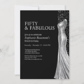 Woman Elegant Fabulous Silver Dress 50th Birthday 招待状 (正面)