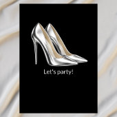 Woman Elegant Fabulous Silver Dress 50th Birthday 招待状