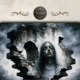 Woman Emerging from Brick Wall Decoupage 薄葉紙