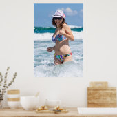 Woman Enjoying A Day At The Beach ポスター (キッチン)