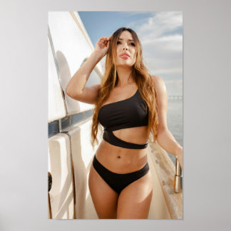 Woman Enjoying A Sunny Day On A Yacht ポスター
