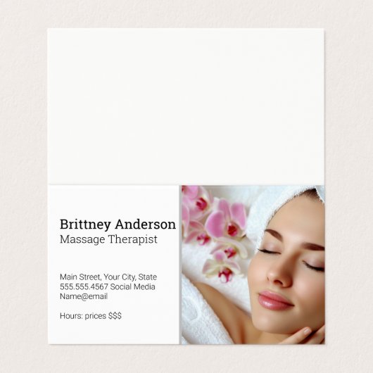 Woman Enjoying Spa | Flower Petals 名刺 (外部フラット)