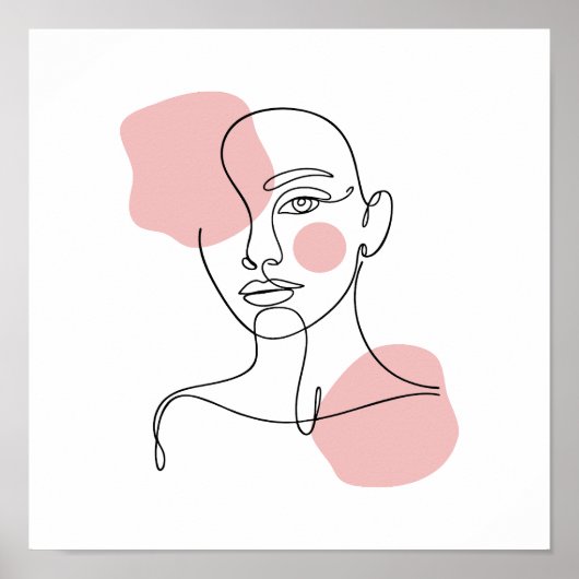 Woman Face Line Art ポスター (正面)