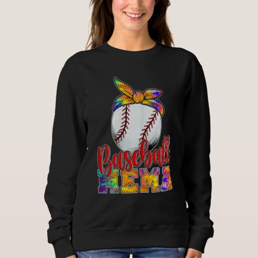 Woman Family Baseball Mema Tie Dye Softball Game D スウェットシャツ (正面)