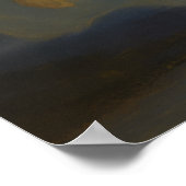 Woman Flying By A Crescent Moon Face ポスター (角)