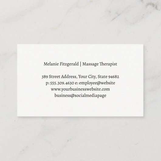 Woman Getting a Massage at the Spa 名刺 (裏面)