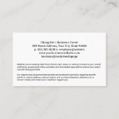 Woman Getting Acupuncture | Eastern Healing 名刺 (裏面)