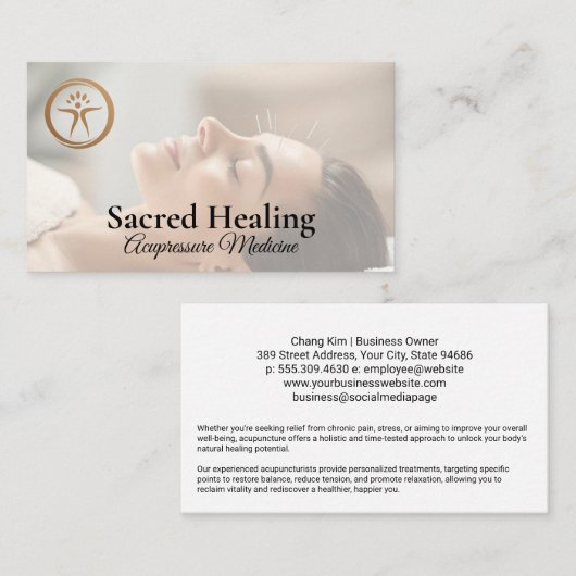 Woman Getting Acupuncture | Eastern Healing 名刺 (正面/裏面)