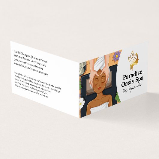 Woman Getting Spa Facial and Massage 名刺 (外部)