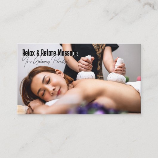 Woman Getting Thai Massage at Spa 名刺 (正面)