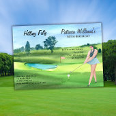 Woman Golf Player Hitting Fifty 50th Birthday 招待状