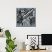 Woman Golfer Drawing - Golf Art Print ポスター (ホームオフィス)
