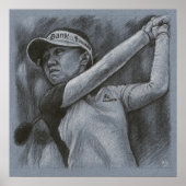 Woman Golfer Drawing - Golf Art Print ポスター (正面)