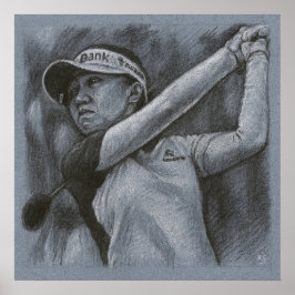 Woman Golfer Drawing - Golf Art Print ポスター