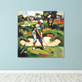 Woman Golfer - Golf Canvas Art Print キャンバスプリント (インサイチュ (ウッドフロア))