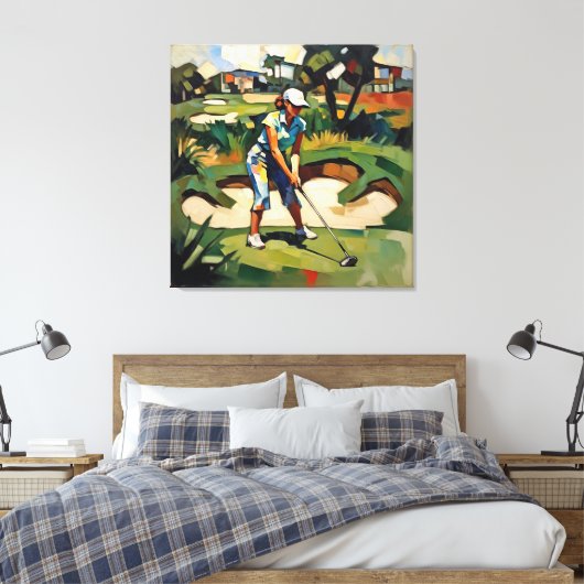 Woman Golfer - Golf Canvas Art Print キャンバスプリント (インサイチュ (寝室))