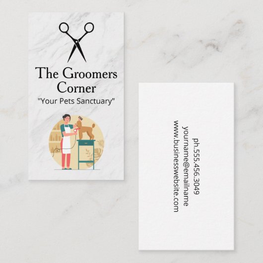 Woman Grooming Dog | Pets 名刺 (正面/裏面)
