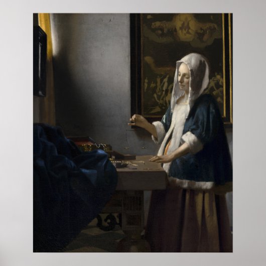 Woman Holding a Balance — Vermeer ポスター (正面)