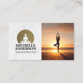 Woman Holding Yoga Pose on Beach  名刺 (正面)