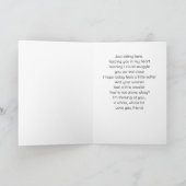 Woman Hugging Bunny on Couch Thinking of You カード (内部)