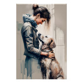 Woman hugging her dog ポスター (正面)