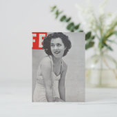 Woman in 1939 on the beach black and white ポストカード (スタンド正面)