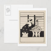 Woman in a Bookshop, 'Yellow Book' coのデザイン ポストカード (正面/裏面)