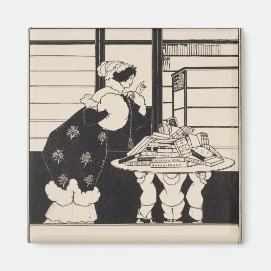 Woman in a Bookshop, 'Yellow Book' coのデザイン マグネット (正面)