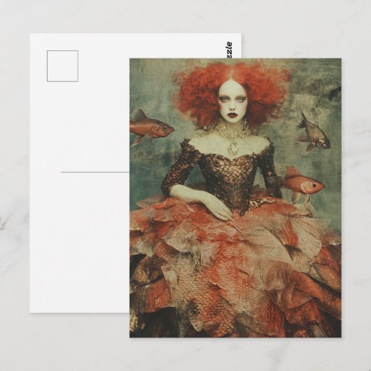 Woman in a Fish Scale Dress Fashion ポストカード (正面/裏面)