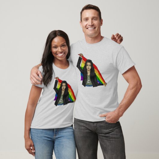 Woman in a Peace T-shirt With a Rainbow Flag LGBTQ Tシャツ (ユニセックス)