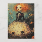 Woman in a Puffer Fish Dress Fashion ポストカード (正面)