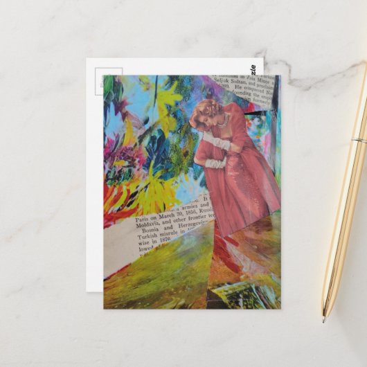 Woman in a Red Dress Collage ポストカード (正面/裏面インサイチュ)