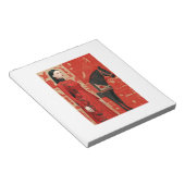 Woman in a red flowered dress & black horse ノートパッド (アングル)