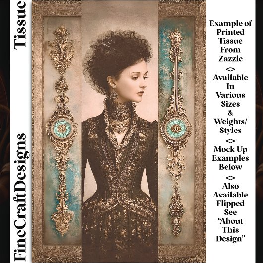 Woman in Black, Baroque Panels DX9R Decoupage 薄葉紙