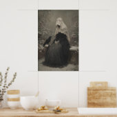 Woman in Black Veil With Raven Gothic Mourning ポスター (キッチン)