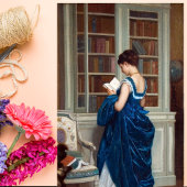 Woman in Blue読は本 ポストカード