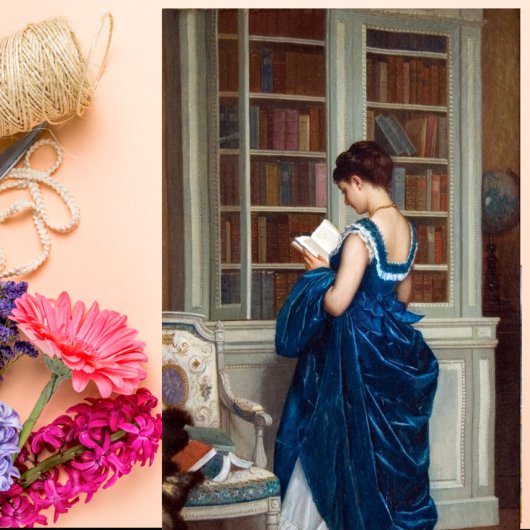 Woman in Blue読は本 ポストカード