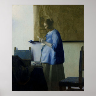 Woman in Blue読's a Letter by Vermeer - Poster ポスター