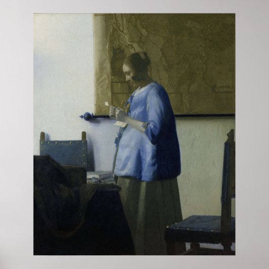 Woman in Blue読's a Letter by Vermeer - Poster ポスター (正面)