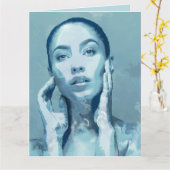 "Woman in Blue" カード (黄色い花)