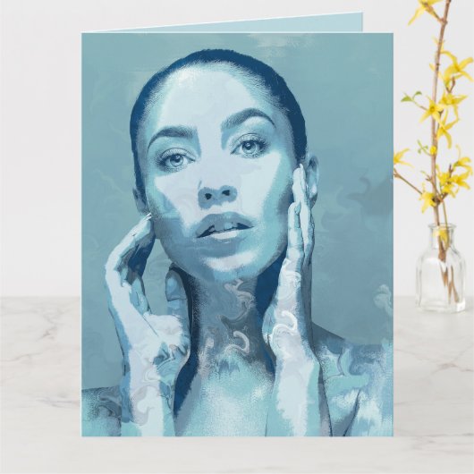 "Woman in Blue" カード (黄色い花)