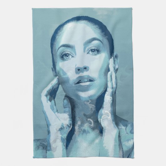 "Woman in Blue" キッチンタオル (縦)