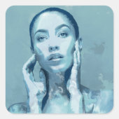 "Woman in Blue" スクエアシール (正面)