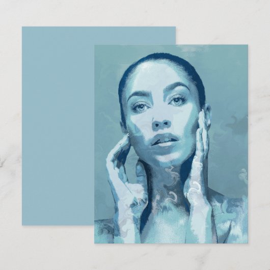 "Woman in Blue" 出欠カード (正面/裏面)