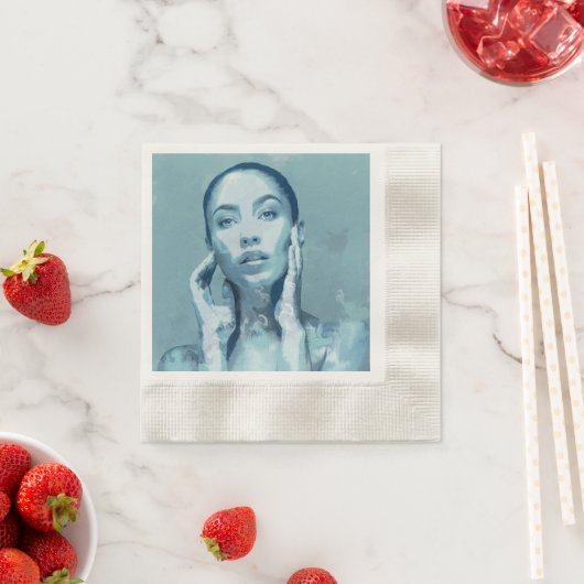 "Woman in Blue" 縁ありカクテルナプキン (インサイチュ)