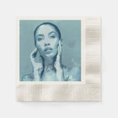 "Woman in Blue" 縁ありカクテルナプキン (正面)