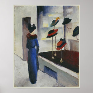 Woman in Blue at the Hat Shop 1913 威厳がある Macke ポスター